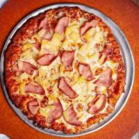 Hawaiian Pizza (Medium) · Island Style Pizza. Tender ham & juicy pineapple on zesty red sauce.