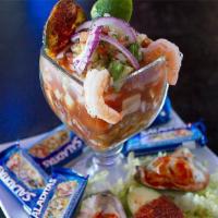 Coctel Campechana · Campechana cocktail served with shrimp, octopus, abalone, oysters. Served with tomato, onion...