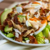 Cobb Salad · Chopped Green Leaf Lettuce, Sliced Chicken Breast, Crispy Bacon, Sliced Roma Tomatoes, Slice...