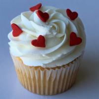 Red Heart Sprinkles · All cupcakes are iced with buttercream frosting.