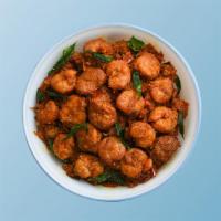 Chilli Shrimp Ching's · Shrimp marinated with ginger, garlic, chilies, batter fried and wok tossed with Indo-Chinese...