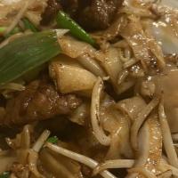 9. Soy Sauce Chow Fun with Beef · Stir-fried vegetables and noodles with beef.