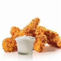 3 Piece - Hand-Breaded Chicken Tenders™ · Premium, all-white meat chicken, hand dipped in buttermilk, lightly breaded and fried to a g...