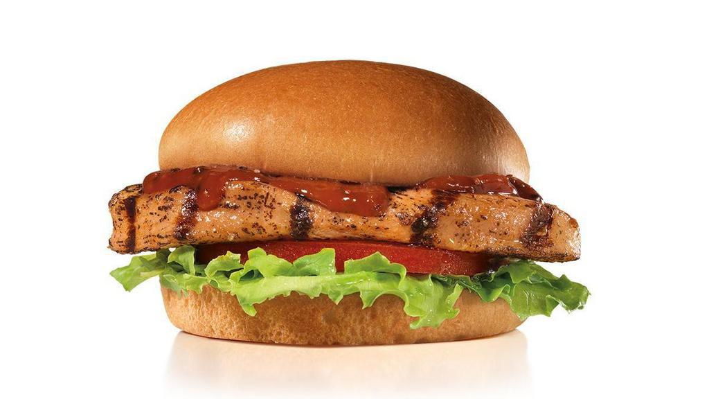 Charbroiled BBQ Chicken™ Sandwich · Charbroiled chicken breast, lettuce, tomato and tangy BBQ Sauce on a potato bun..