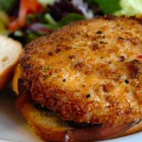 The Sargent Sandwich · Our own crab cake on brioche bun with chipotle remoulade, caramelized onions, add bacon for ...