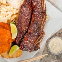 Seafood Combo · White fish, shrimp and your choice of Bbq chicken, chicken katsu, Bbq beef or kalbi short ri...