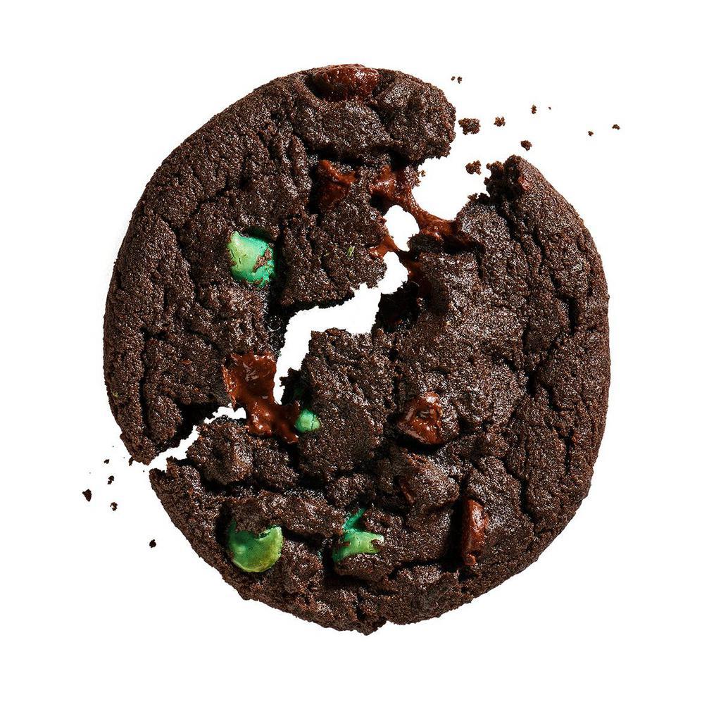 Double Chocolate Mint · Our take on a favorite flavor combo. A warm dark chocolate cookie with mint chips and chunks of milk chocolate.