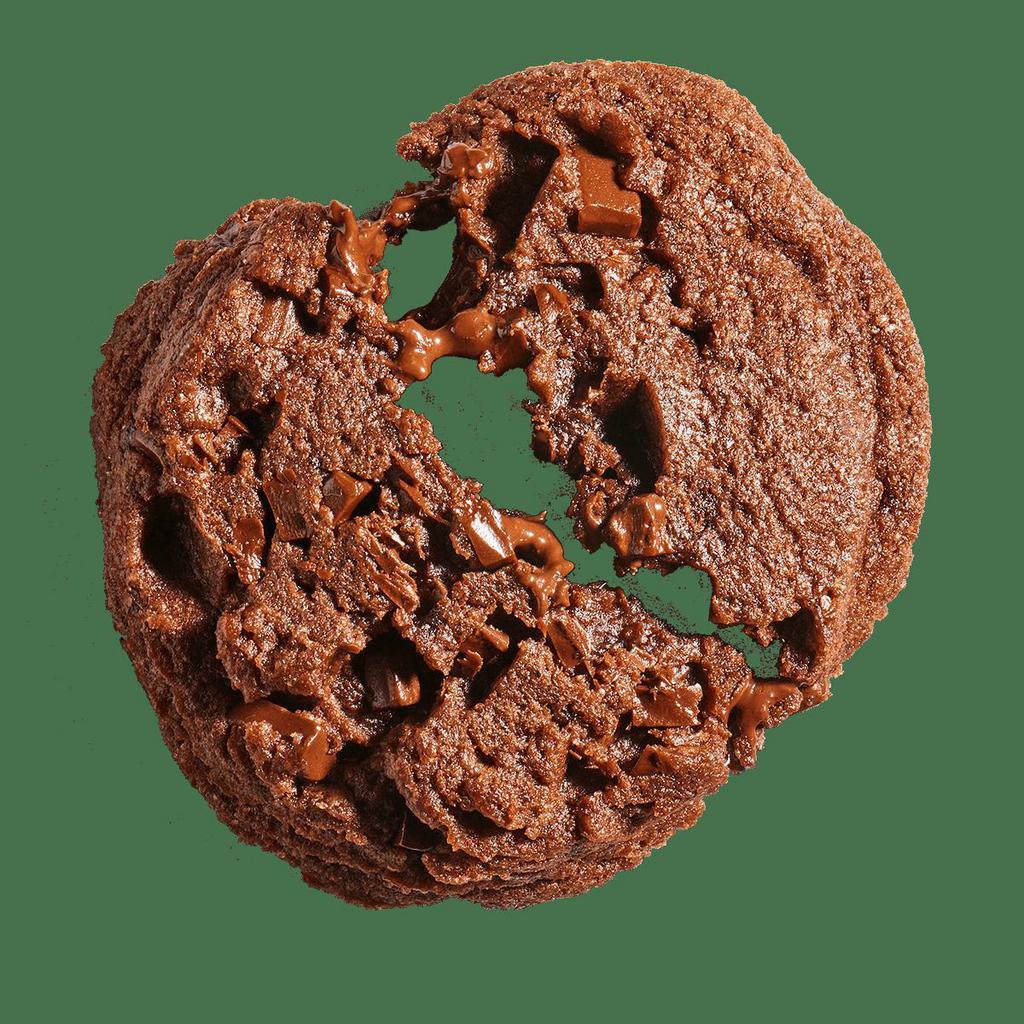 Vegan Double Chocolate Chunk · A vegan spin on our Classic Double Chocolate cookie with the same levels of dark chocolate decadence and melty (dairy-free) chocolate chunks. For full information, click on Nutritional info below.
