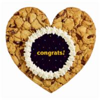 Heart Cookie Cake · Our heart-shaped cookie cake comes with your choice of Classic cookie adorned with buttercre...