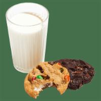Delicious Duo · Two warm Classic cookies and an ice-cold beverage.