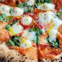 Benchmark Pizza · Tomato, Mozzarella, Basil, Extra Virgin Olive Oil