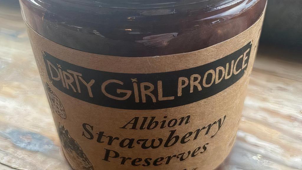 Dirty Girl Strawberry Jam · 10oz jar, Dirty Girl Farm. Strawberry Jam. Organic Santa Cruz Strawberries!