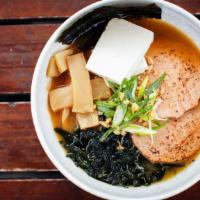 Miso Vegan Ramen / ビーガン 味噌 ラーメン · Exquisite vegan miso broth topped with seaweed tofu, bamboo shoots, soy-protein chashu and g...