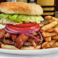 Bacon Burger · One-third lb. cheeseburger with lots of bacon! Perfect for that eye of the tiger appetite.