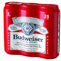 Budweiser, 3 Pack, 25oz Cans (5% ABV) · 