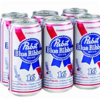 Pabst Blue Ribbon, 6 Pack, 16oz Cans (4.8% ABV) · 