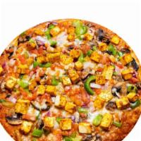 Paneer Tikka Masala Pizza · Vegetarian delight! Fresh tikka masala sauce as the based topped with masala paneer, chopped...