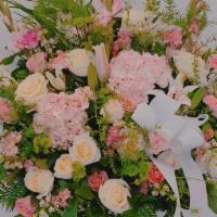 Sympathy Vase/Basket 019 · The photo is deluxe size. Standard size will be smaller/less flowers and premium size will b...