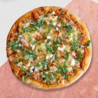 Paneer Tikka Masala Specialty Pizza · Paneer, creamy tikka masala sauce, onion, bell peppers, mushrooms baked on a hand-tossed dou...