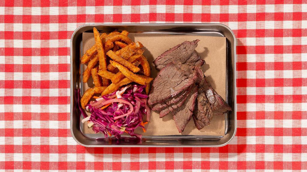 Bbq Smoked Brisket · House smoked beef brisket served with your choice of 2 signature sides.