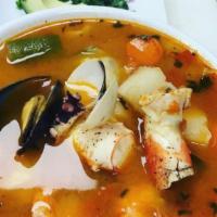 Caldo de 7 Mares · The Seven Seas soup comes with your choice of corn or flour tortillas.