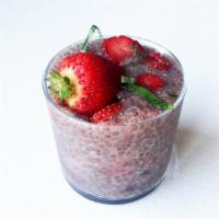 Strawberry Lemon Basil Chia Pudding · Chia seeds soaked overnight in dairy-free milk and sweetened with raw cane sugar. (Gluten-fr...