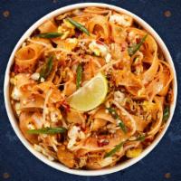 Pad Thai · A famous Thai street food, pan-fried rice noodles with egg, bean sprouts, and green onions g...