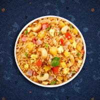 House Special Fried Rice · Fried rice with chicken, prawns, pineapples, peas, carrots, cashew nuts, and onions.