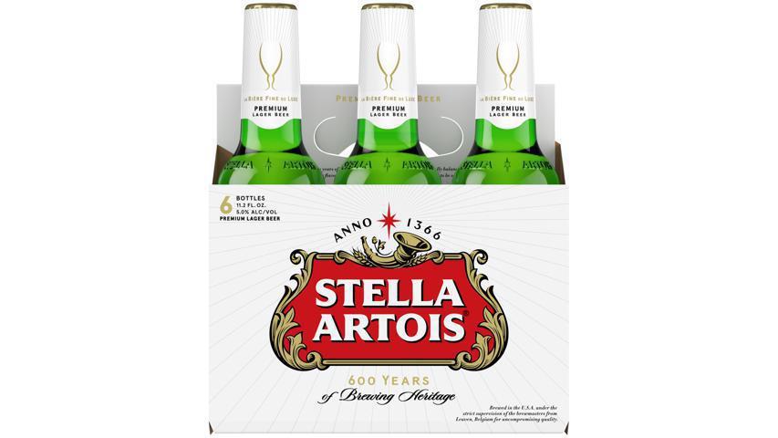 Stella Artois Bottle (11 oz x 6 ct) · Enjoy 600 years of brewing heritage. True to the time-honored recipe, Stella Artois is crafted with three ingredients: hops, malted barley, and water. It has a wonderful hop aroma, well-balanced malt sweetness, crisp hop bitterness and a soft dry finish. It is the perfect beer to enjoy with food and friends. It is best enjoyed when served in its signature chalice. Stella (11.2oz bottles) brewed in the U.S. available May 2021.