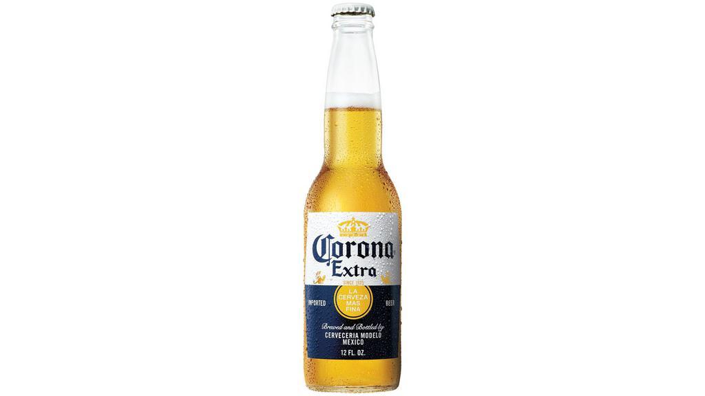 Corona Extra Bottle (12 Oz X 6 Ct) · Corona Extra Mexican Lager Beer is an even-keeled imported beer with aromas of fruity-honey and a touch of malt. Brewed in Mexico since 1925, this lager beer's flavor is refreshing, crisp, and well-balanced between hops and malt. Made from the finest-quality blend of filtered water, malted barley, hops, corn, and yeast, this cerveza has a refreshing, smooth taste that offers the perfect balance between heavier European import beer and lighter domestic beer. Corona Extra is a great summer beer, so enjoy it with friends at your next barbecue, beach day, or tailgate. Sold in conveniently portable beer 6 pack, this Corona bottled beer is an ideal cooler beer. An easy-drinking beer, this Mexican lager contains 149 calories* and 4.6% alcohol by volume. Find Your Beach. *Per 12 fl. oz. serving of average analysis: Calories 149, Carbs 14 grams, Protein 1.1 grams, Fat 0 grams. Relax responsibly¬Æ. Corona Extra¬Æ Beer. Imported by Crown Imports, Chicago, IL