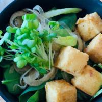 Tofu Salad · Salad with house-made sesame dressing (spring mix, tofu, baby leaves, sliced onion)