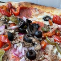 Combo · Pepperoni, sausage, mushroom, onion, bell peppers, olives.