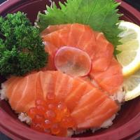 Sake Don · Salmon & Ikura Over Sushi Rice with miso soup