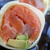 Cucumber Wrap (No Rice) · Cucumber wrap with Spicy tuna, hamachi, avocado, salmon and ponzu sauce