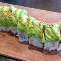 Vege Dragon · Cucumber, Pickled Radish topped with avocado, and sesame seed