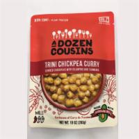 A Dozen Cousins Trini Chickpea Curry · 10 oz. 
Curried Chickpea with Cilantro and Turmeric.