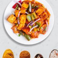 Paneer Chili Tuk Tuk · Grilled cottage cheese, bell peppers, & onions stir fried in an indo-chinese chili gravy