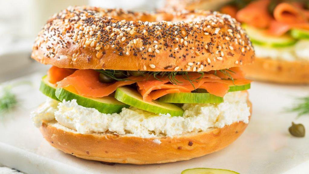 Smoked Salmon Breakfast Sandwich (New!)  · Choose any Bagel or Croissant with Smoked Salmon, Cream Cheese and scrambled eggs