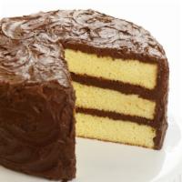 Yellow Chocolate Cake · Yellow cake filled with fresh cream topped with chocolate frosting.