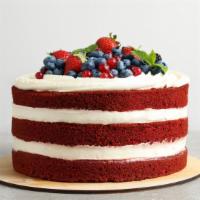 Red Velvet Cake · Light chocolate layers with a moist, fluffy crumb and decadent cream cheese frosting.