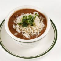 Cup Red Beans & Rice with Andouille Sausage · Gluten-free. Contains pork