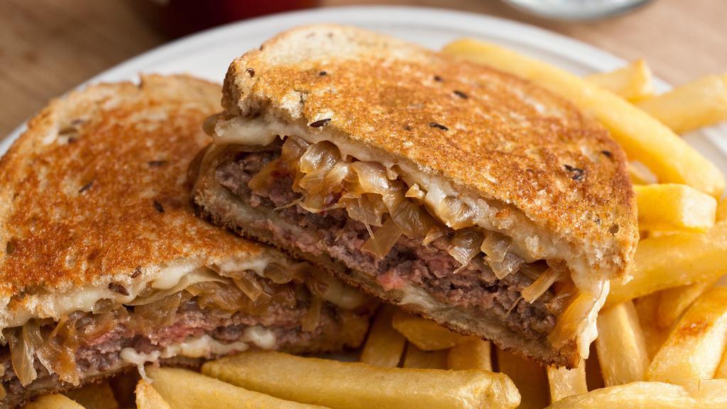Patty Bacon Melt · Jack cheese, bacon, burger patty & grilled onions on sourdough bread.