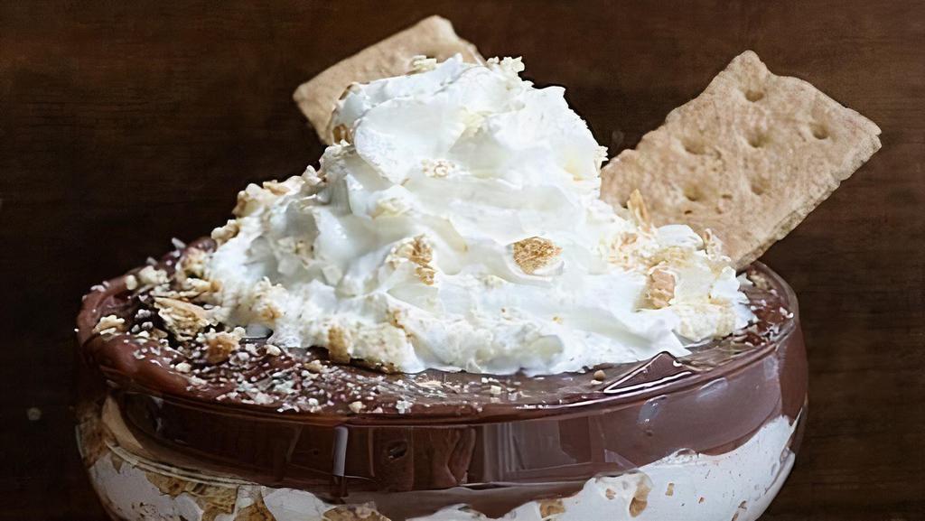 Campfire S'mores Mousse · Chocolate mousse with marchmallows and graham crack crumbles