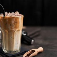 Iced Coffee · Fresh iced coffee unsweeted chilled in medium roast coffee over ice.