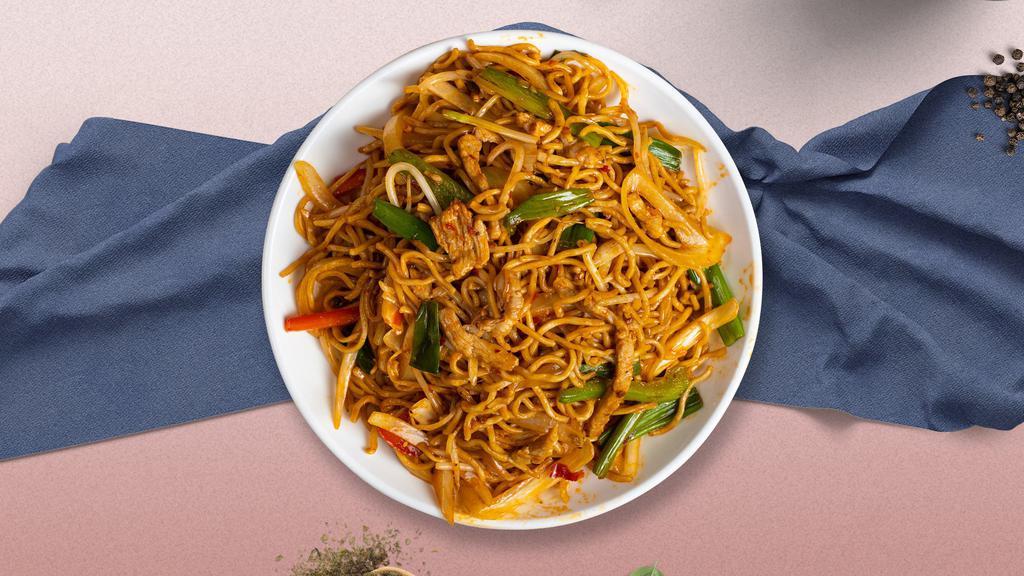 Chick's Chow Mein  · Egg noodles stir-fried with chicken, bean sprouts, scallions, onions, cabbage, broccoli, and carrots.