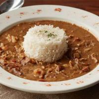 New Orleans Gumbo  · A New Orleans style gumbo with traditional savory roux broth, shrimp, chicken and andouille ...