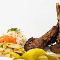 Lamb Chops (Kuzu Pirzola) · Gluten-free. Lamb chops marinated for at least 3 days, flame-broiled, with rice and veggies....