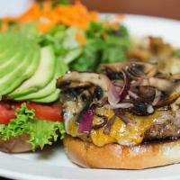 El Baron Burger · 1/2 lb. natural ground beef free of antibiotics and hormones served with avocado, grilled re...