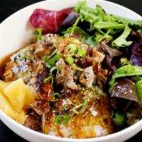 Teriyaki Zen Bowl · Vegetarian. Soy and Portobello mushroom patty, with white or brown season furikake rice, pin...