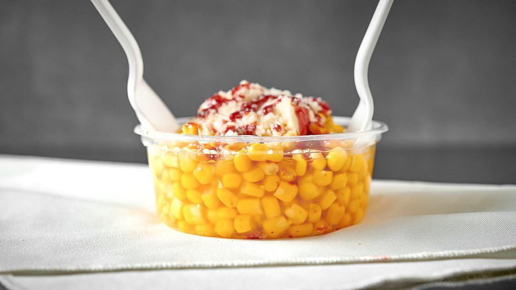 Cut Corn Cup · Add your choice of toppings - Mayonnaise, sour cream, butter, lemon, cheese, chili powder.